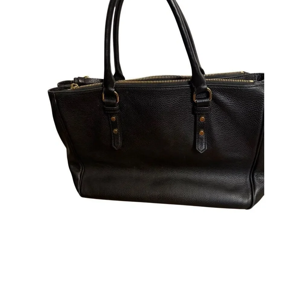 Kate Spade Pebbled Leather Double Zipper Closure Satchel Black